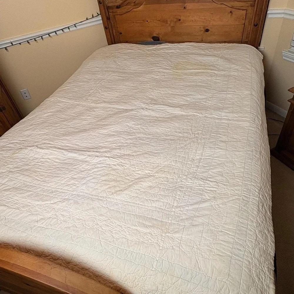 Antique 1930s Log Cabin Quilt Full Size Handmade Barn Raising Pieced Backing